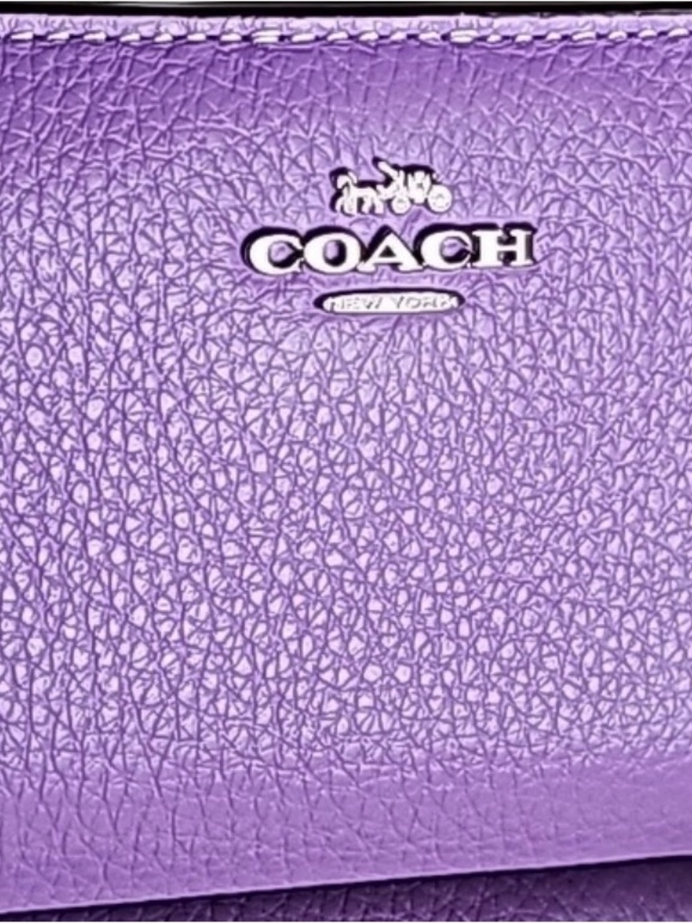 Coach Pebbled Leather Wallet in Lavender Purple